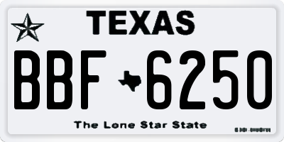 TX license plate BBF6250