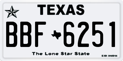 TX license plate BBF6251