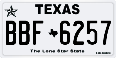 TX license plate BBF6257