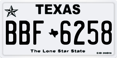 TX license plate BBF6258