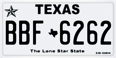 TX license plate BBF6262
