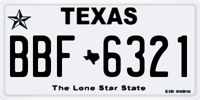 TX license plate BBF6321