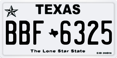 TX license plate BBF6325