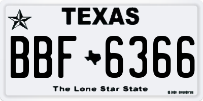 TX license plate BBF6366