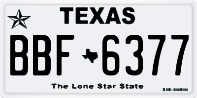 TX license plate BBF6377