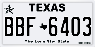 TX license plate BBF6403