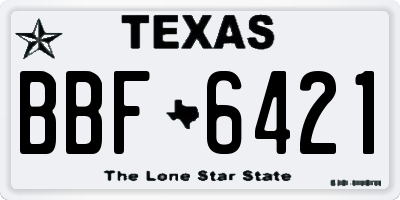 TX license plate BBF6421