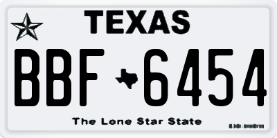 TX license plate BBF6454