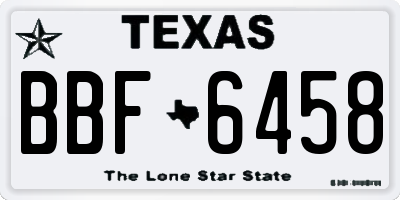 TX license plate BBF6458