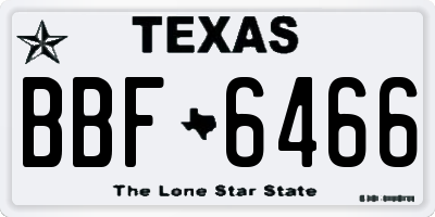 TX license plate BBF6466
