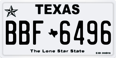 TX license plate BBF6496