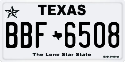 TX license plate BBF6508