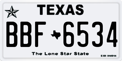 TX license plate BBF6534