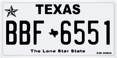TX license plate BBF6551