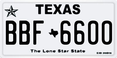 TX license plate BBF6600
