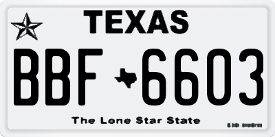 TX license plate BBF6603
