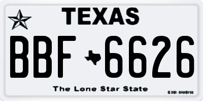 TX license plate BBF6626