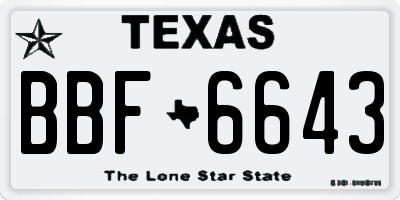TX license plate BBF6643