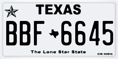 TX license plate BBF6645