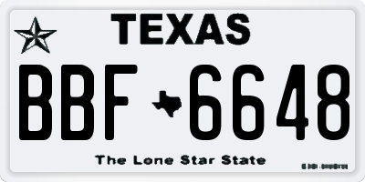 TX license plate BBF6648