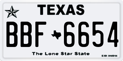 TX license plate BBF6654
