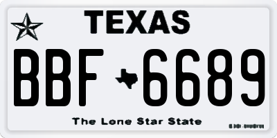 TX license plate BBF6689