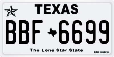 TX license plate BBF6699