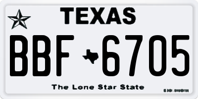 TX license plate BBF6705