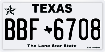 TX license plate BBF6708