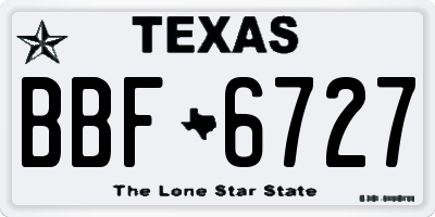 TX license plate BBF6727