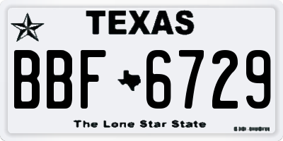TX license plate BBF6729