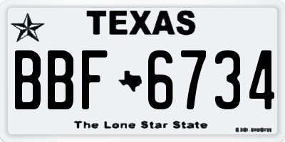 TX license plate BBF6734