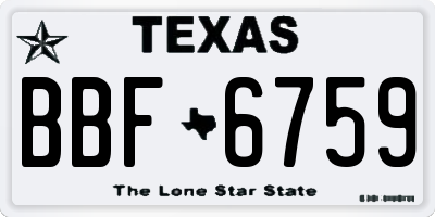 TX license plate BBF6759