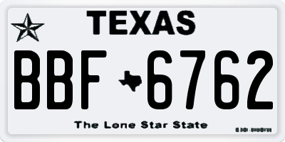 TX license plate BBF6762