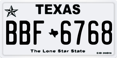 TX license plate BBF6768
