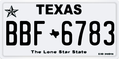TX license plate BBF6783