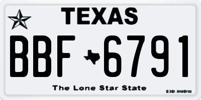 TX license plate BBF6791