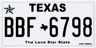 TX license plate BBF6798