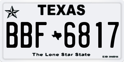TX license plate BBF6817