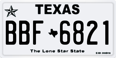 TX license plate BBF6821