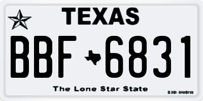 TX license plate BBF6831