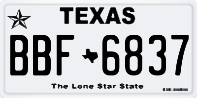 TX license plate BBF6837