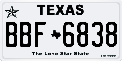 TX license plate BBF6838
