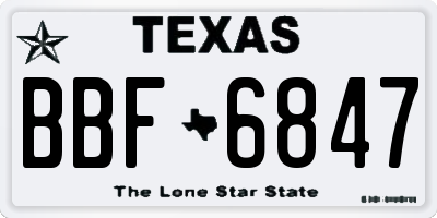 TX license plate BBF6847