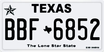 TX license plate BBF6852