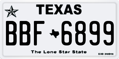 TX license plate BBF6899