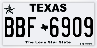 TX license plate BBF6909