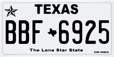 TX license plate BBF6925