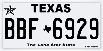 TX license plate BBF6929