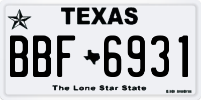TX license plate BBF6931